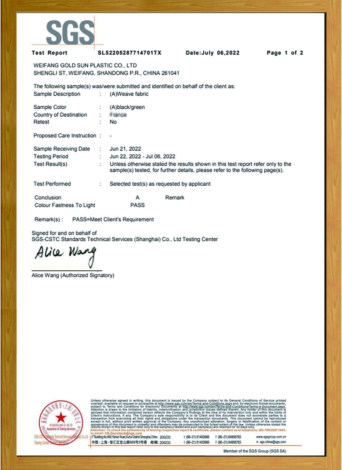 UNPLAS woven weed barrier fabric certificate sgs